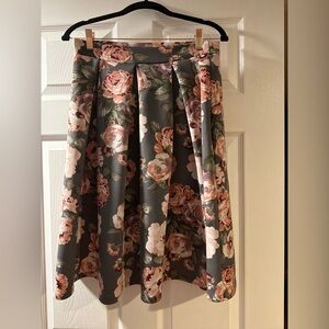 Charlotte Russe Pink and Grat A-Line Pleated Skirt